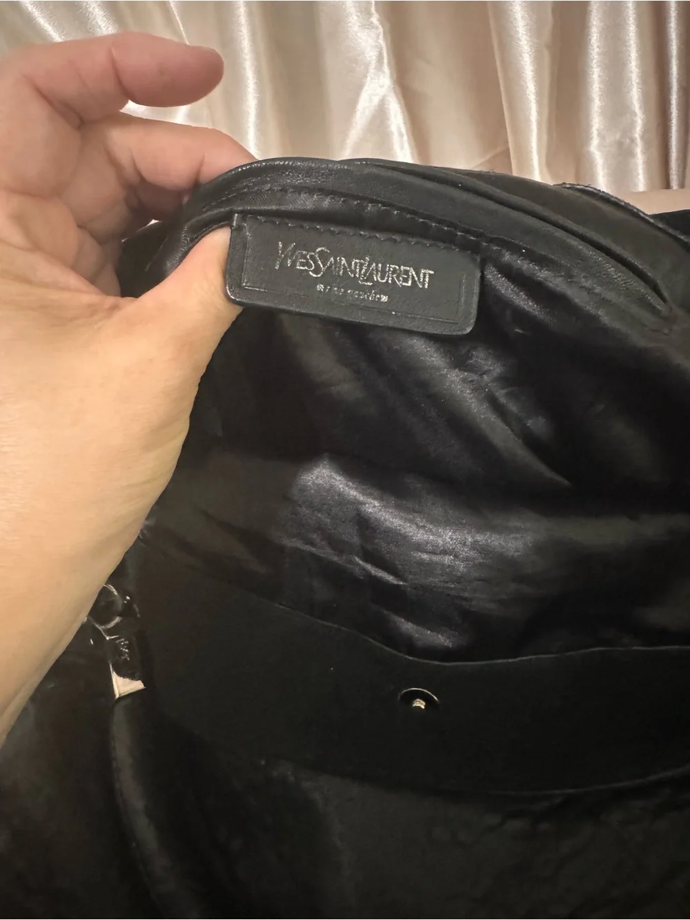 Yves Saint Laurent Black Leather Hobo Bag